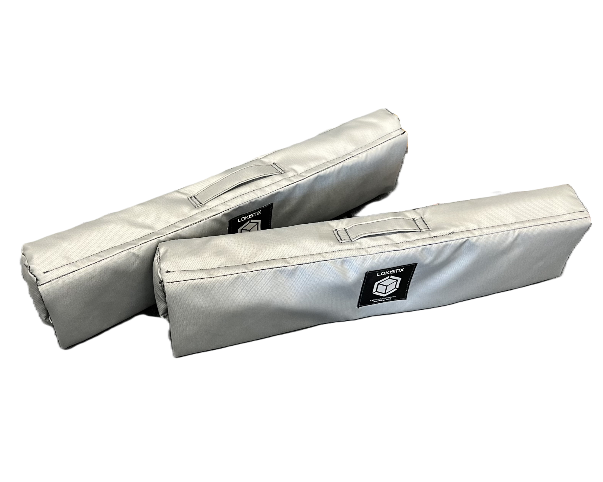 A high-temperature resistant, flame-retardant bag for batteries of e-bikes, e-scooters, and power-tools closed with an aramid zipper and overpressure vents.